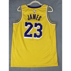 Nike Swingman Icon Jersey LeBron James #23 Lakers Mens Large Yellow AA7099-741